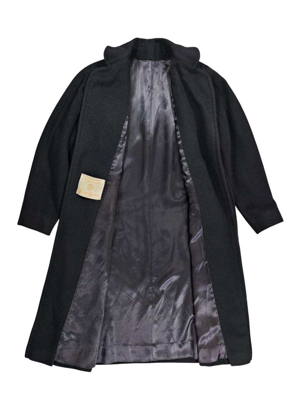 Vintage Cashmere Black Swing Coat Open Front Somersville James Roxton M - Picture 4 of 7